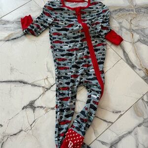 Kids One Piece with Car Print - Red and Gray